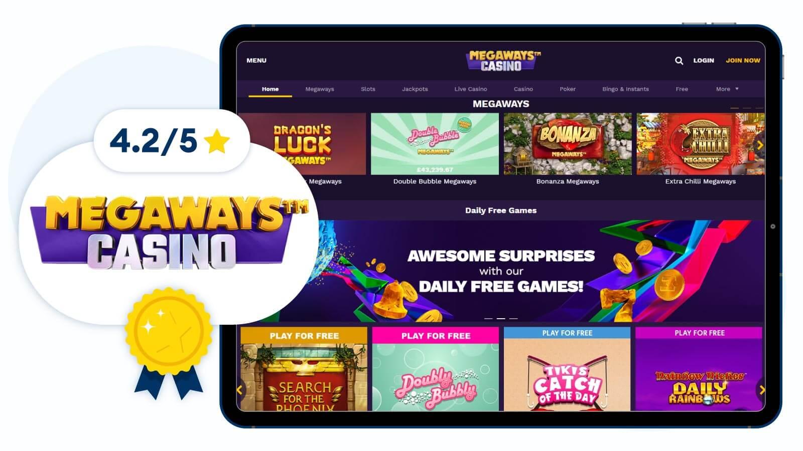 Megaways Casino homepage