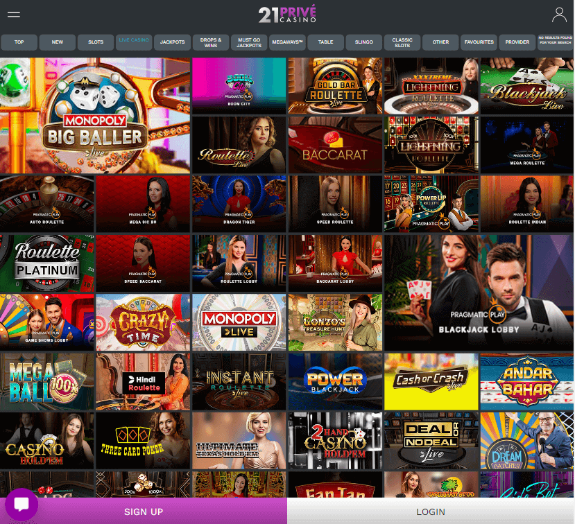 21Prive Casino Desktop preview 2