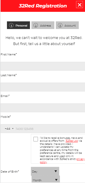 32Red Casino Registration Process Image 1