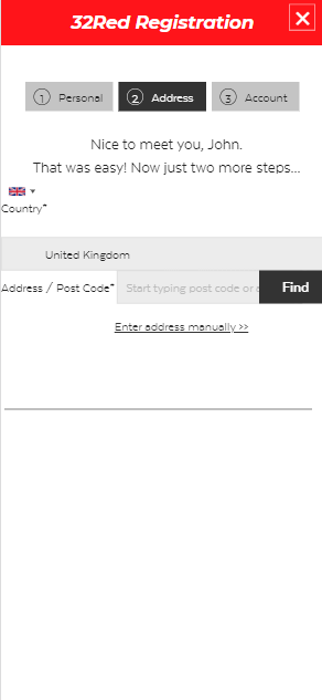 32Red Casino Registration Process Image 2
