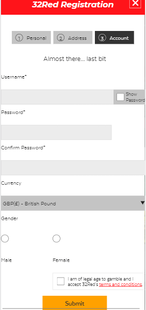 32Red Casino Registration Process Image 3