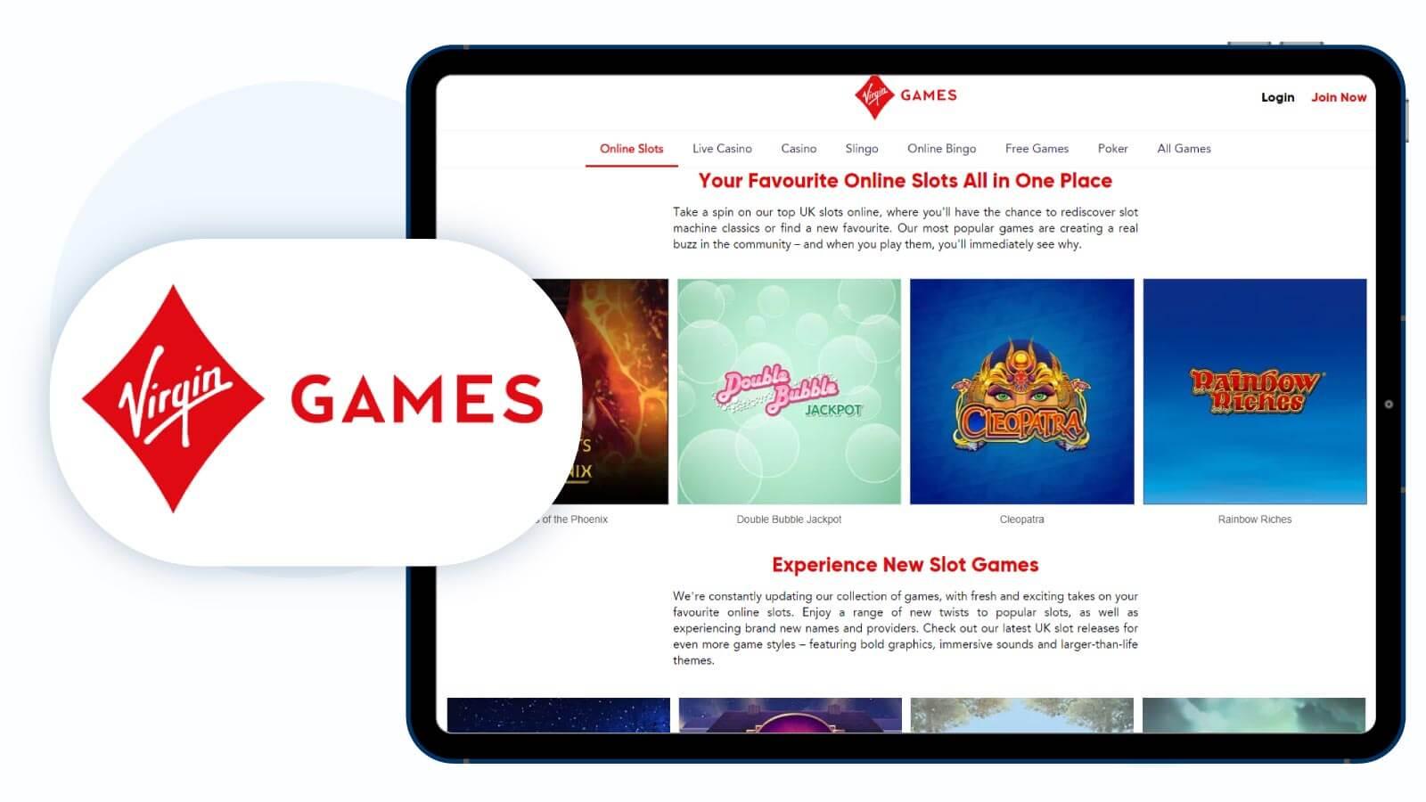 Virgin Games casino slot games slection