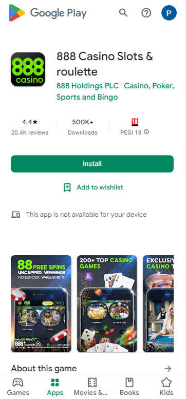 888 Casino App preview 2