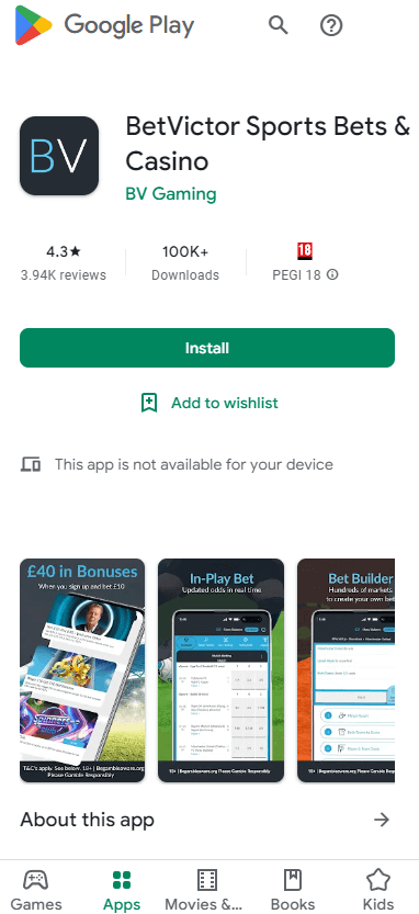 BetVictor Casino App preview 2