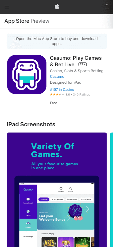 Casumo Casino App preview 1