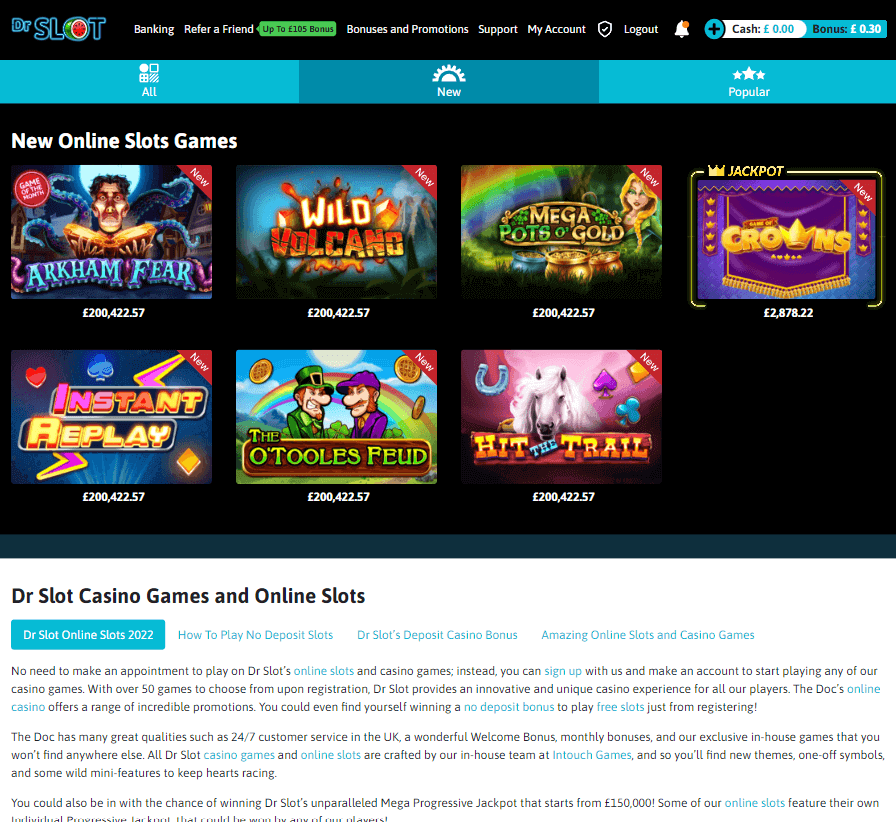 Dr Slot Casino Desktop preview 1