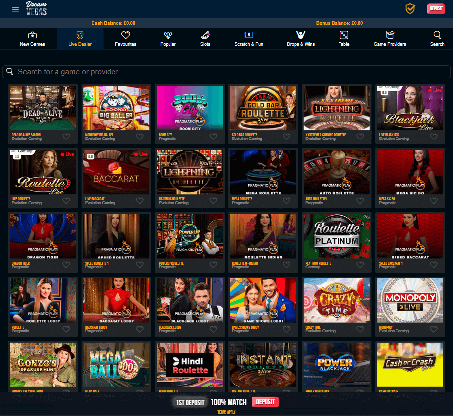 Dream Vegas Casino Desktop preview 1