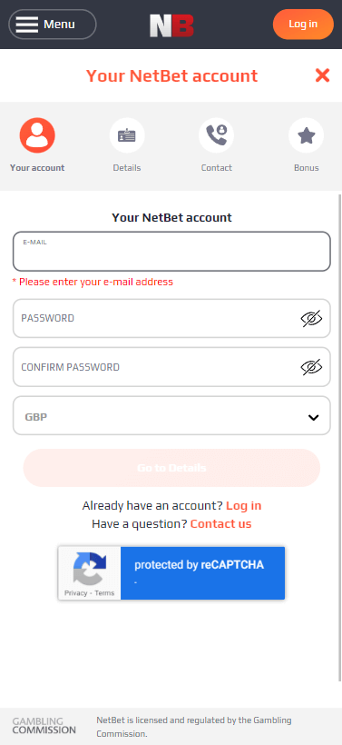 NetBet Casino Registration Process Image 2 NetBet Casino Registration Process Image 2