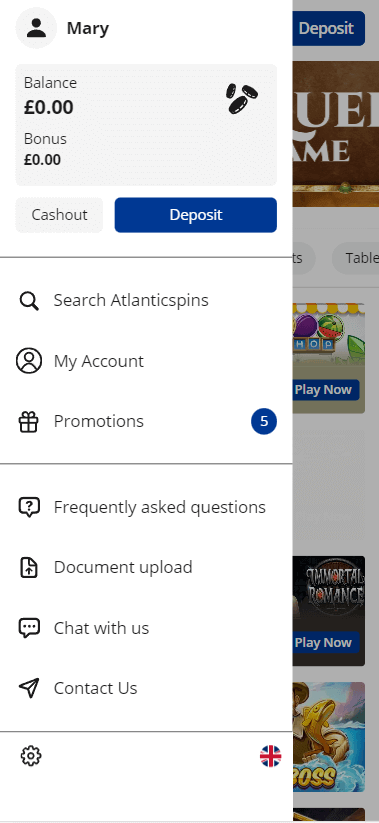 Atlantic Spins Casino Mobile Preview 2