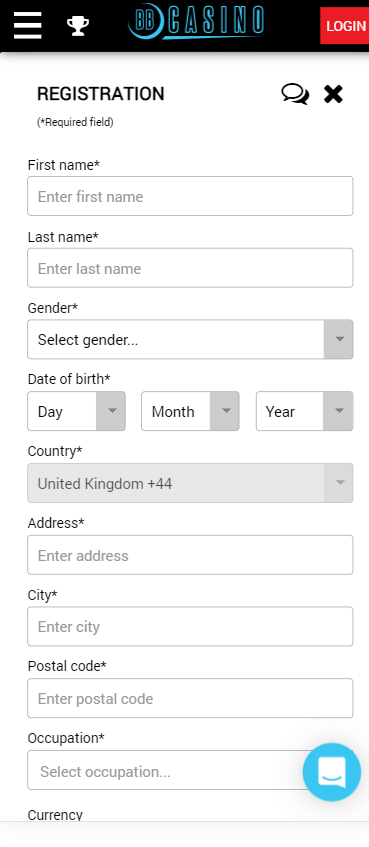 BBCasino Registration Process Image 2