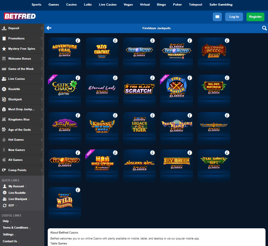 Betfred Casino Desktop preview 1