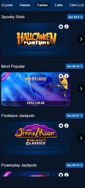Betfred Casino Mobile Preview 1