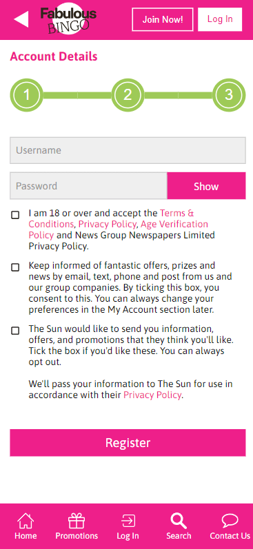 Fabulous Bingo Registration Process Image 3