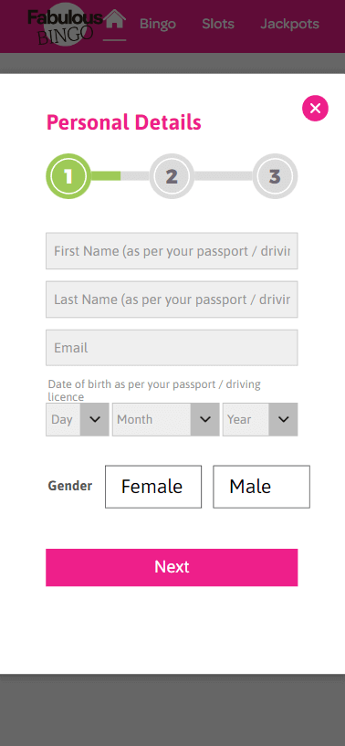 Fabulous Bingo Registration Process Image 1