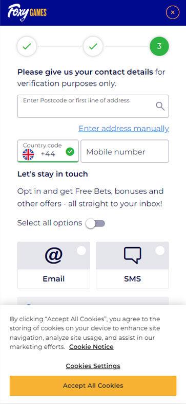 Foxy Games Casino Registration Process Image 3