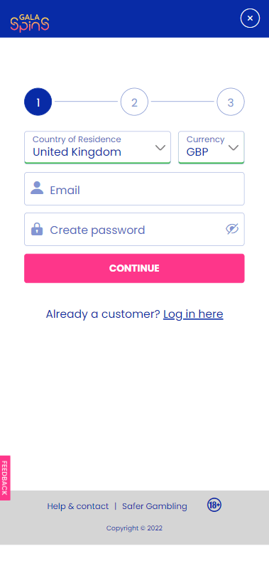 Gala Spins Casino Registration Process Image 1