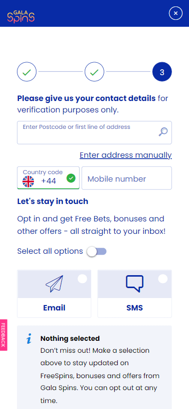 Gala Spins Casino Registration Process Image 3