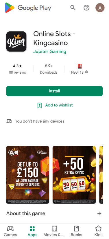 King Casino App preview 2