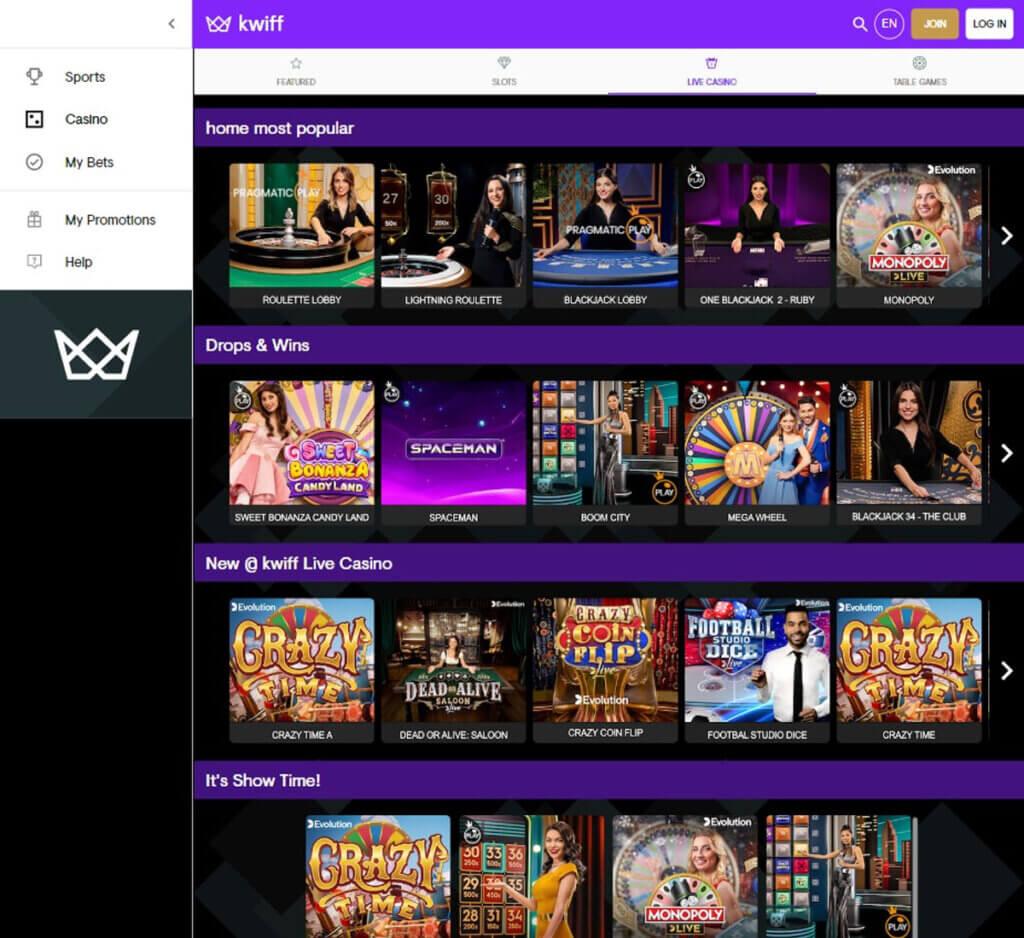 Kwiff Casino Desktop preview 2