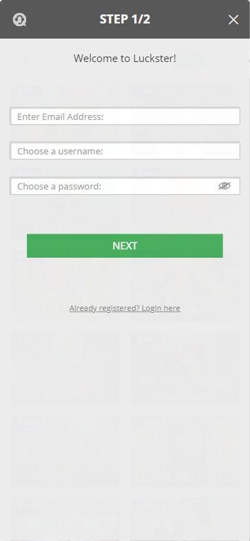 Luckster Casino Registration Process Image 1