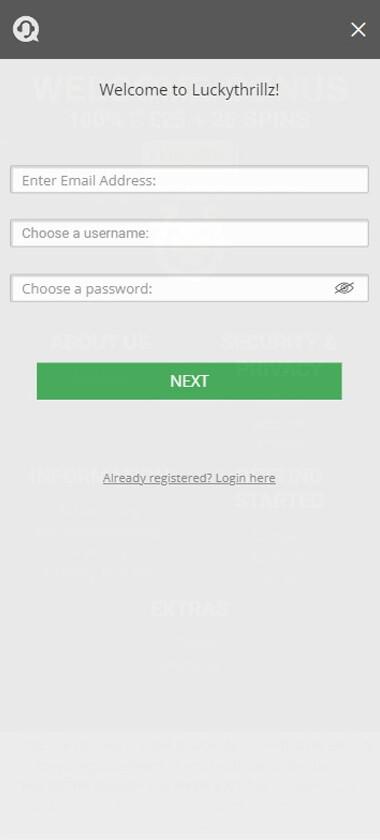 Lucky Thrillz Casino Registration Process Image 1