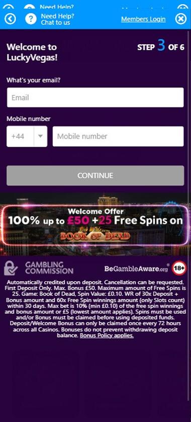 Lucky Vegas Casino Registration Process Image 3