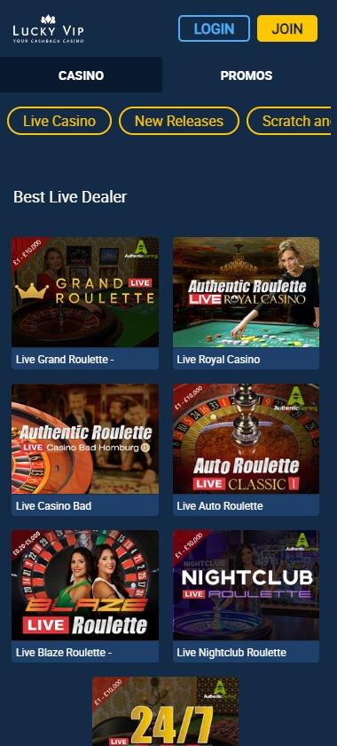 Lucky VIP Casino Mobile Preview 2