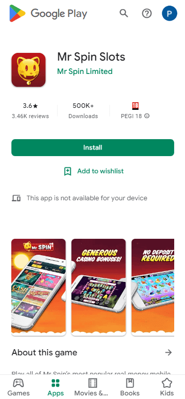 Mr Spin Casino App preview 2