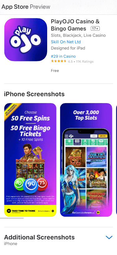 PlayOjo Casino App preview 1 PlayOjo Casino App preview 1