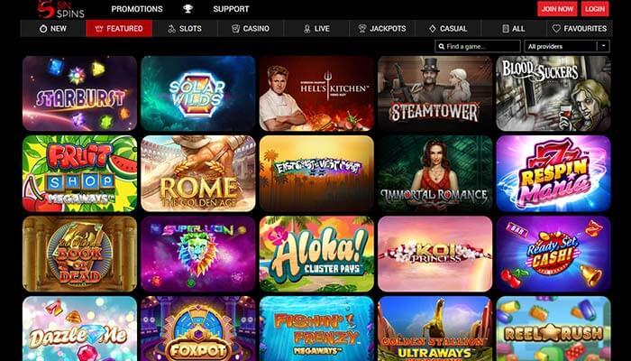Sin Spins Featured Games Preview